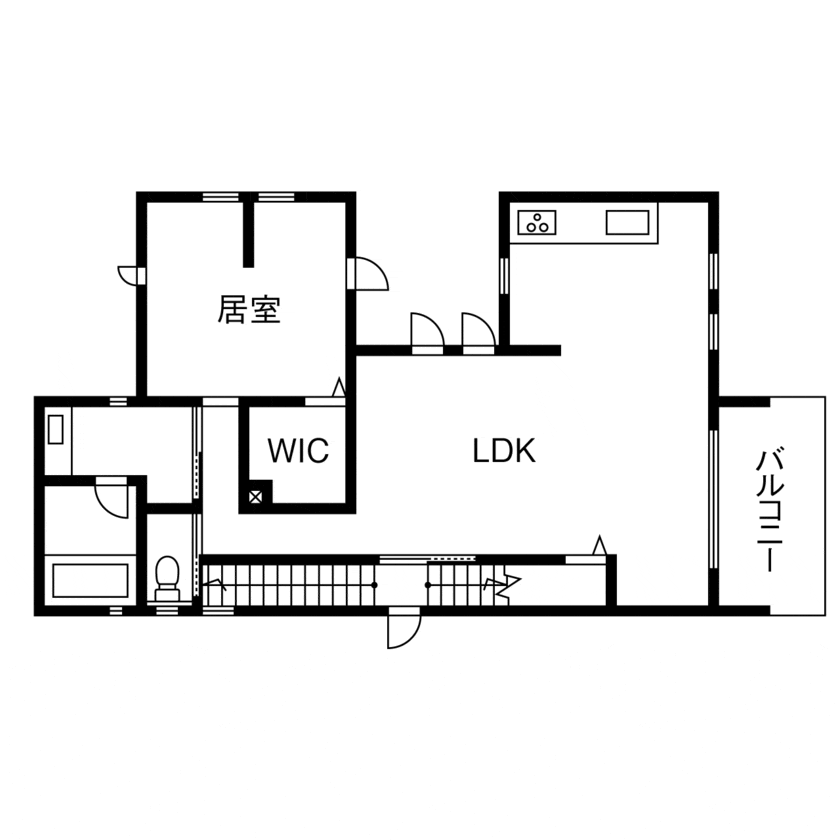スタイリッシュな三世帯住宅の間取り図（2階）