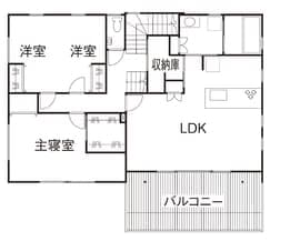 横割りの完全分離型二世帯住宅の間取り図（2階）