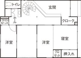 中庭のある家の間取り図（1階）