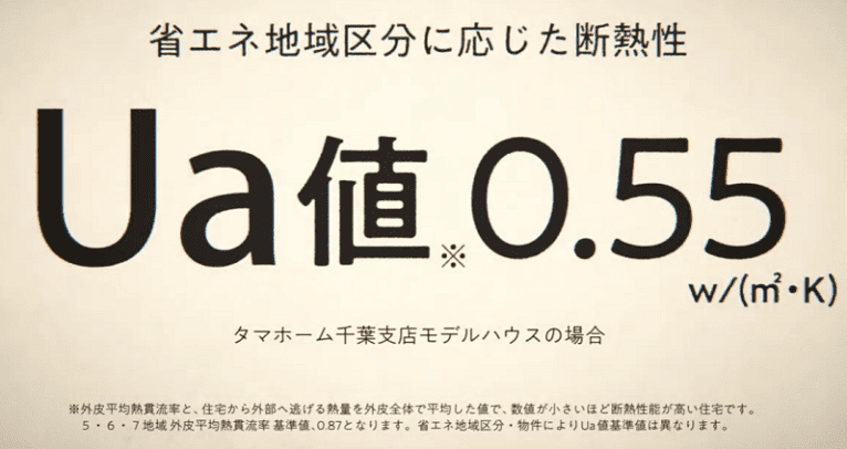 タマホームのUA値：0.55w/(㎡･k)