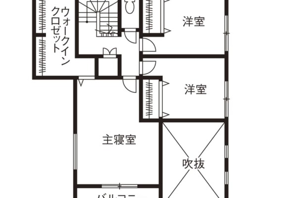 リビングから愛車を眺められる素敵なガレージハウスの間取り図（2階）