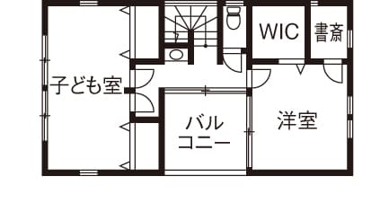 2方向から車3台格納できるビルトインガレージのある家の間取り図（3階）