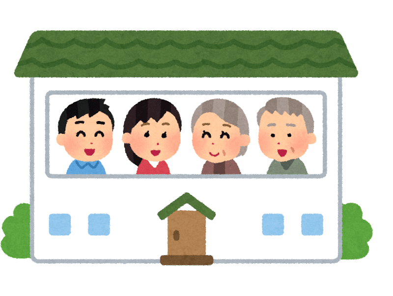 完全同居型の二世帯住宅のイラスト