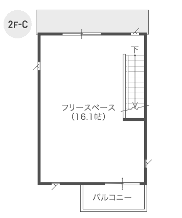 タマホームの小さい家の間取り図（2階Cパターン）