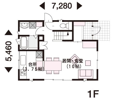 MISAWAの蔵のある二階建ての一階の間取り図