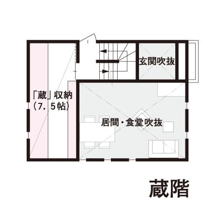 MISAWAの蔵のある二階建ての蔵のある階の間取り図