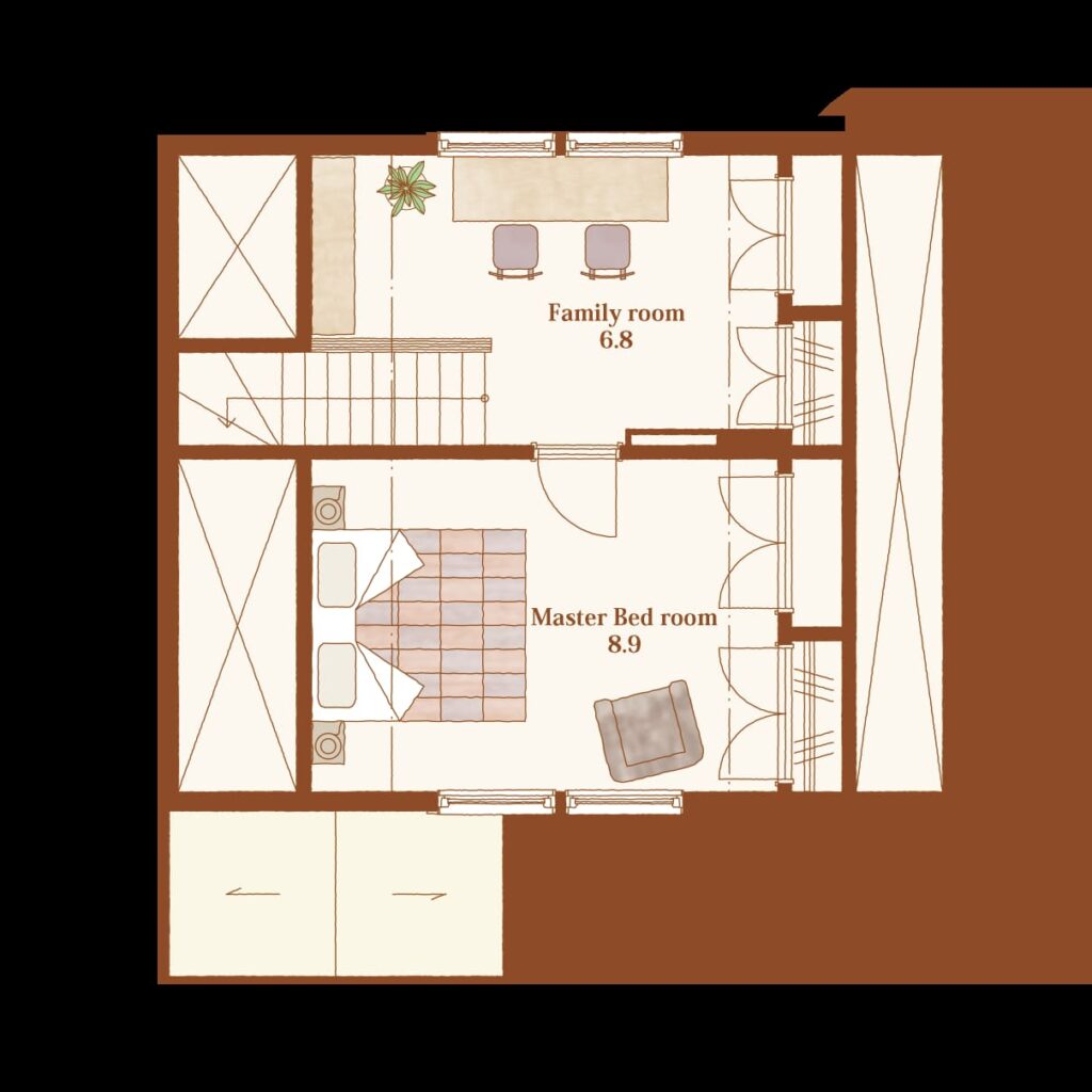 スウェーデンハウスの小さい家の間取り図（2階）