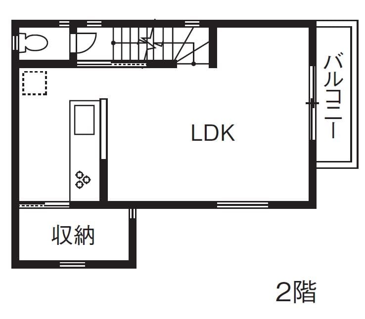 【価格1,493万円】敷地の狭さを感じさせない3階建ての間取り図（2階）