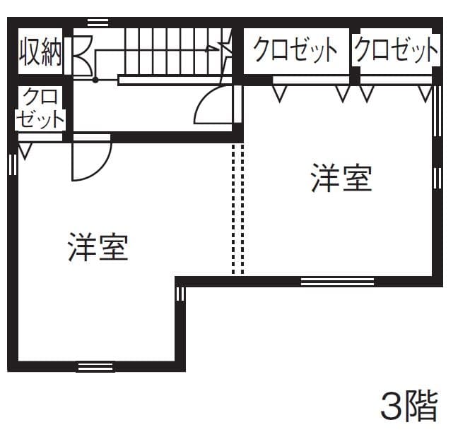 【価格1,493万円】敷地の狭さを感じさせない3階建ての間取り図（3階）