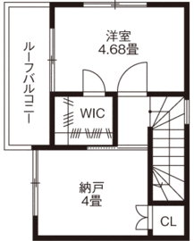 【価格1,430万円】敷地13坪に建てられた3階建ての間取り図（3階）