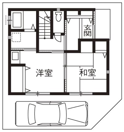 【価格～1,499万円】重量鉄骨で叶えた3階建て二世帯住宅の間取り図（1階）