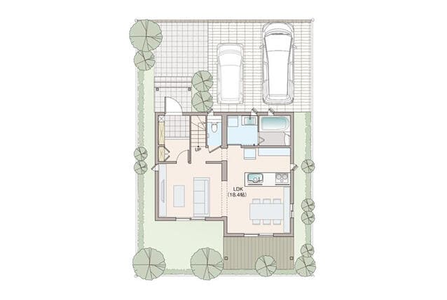 セキスイハイムの狭小住宅の間取り図（1階）