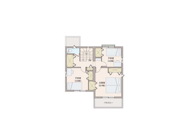 セキスイハイムの狭小住宅の間取り図（2階）