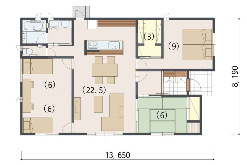 住友林業の4LDK（東玄関）の間取り