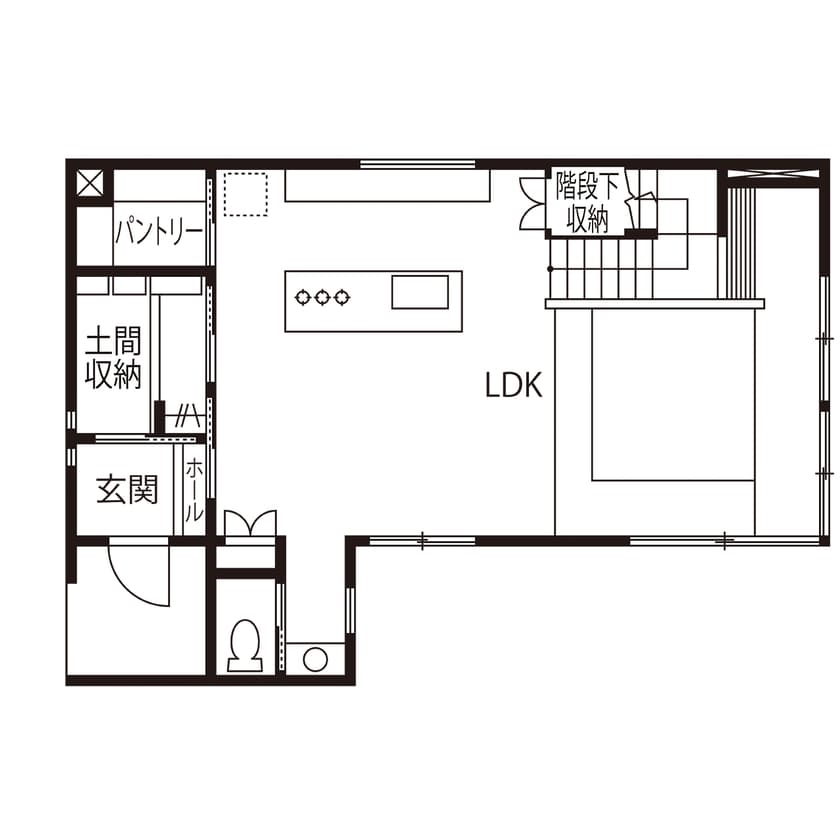 多くの要望を詰め込んだこだわりの家の1階間取り図